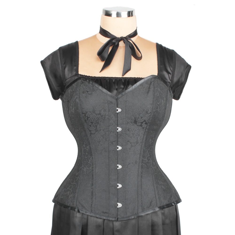 Attitude Corsets - Waist Reducing Brocade (ELC301) Vollbrust Korsett - Schwarz